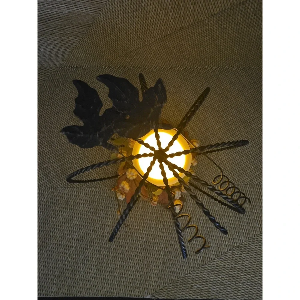 Thanksgiving Autumn Fall Pumpkin‎ Candle Holder Metal Frame LED Flameless Candle